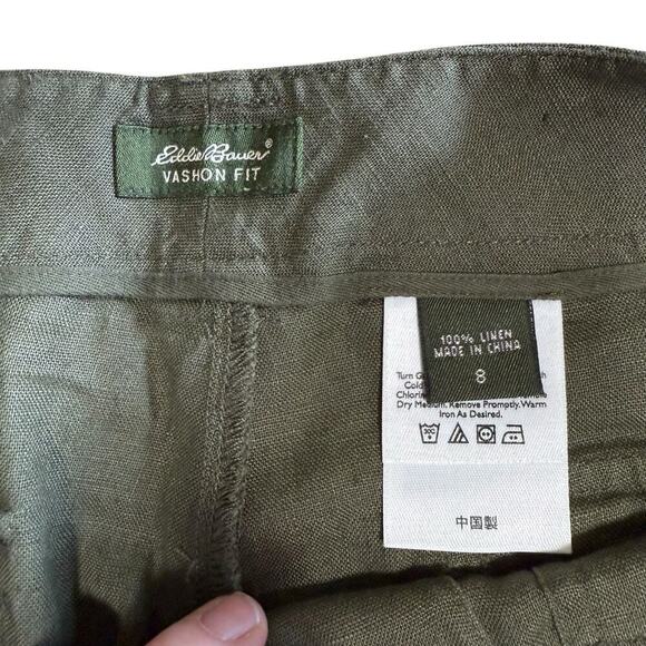 Eddie Bauer Pants Linen Green Women's 8 Cropped Wide Leg Fishingcore Granolagirl - Picture 4 of 10